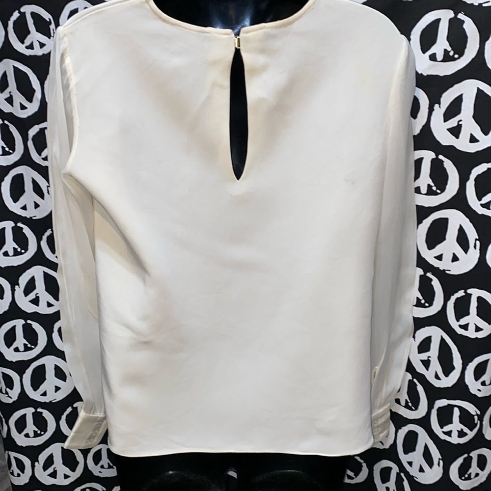 SILK MARISSA WEBB CREAM LONG CHIFFON SLEEVE BLOUSE SZ 8 - Picture 6 of 13